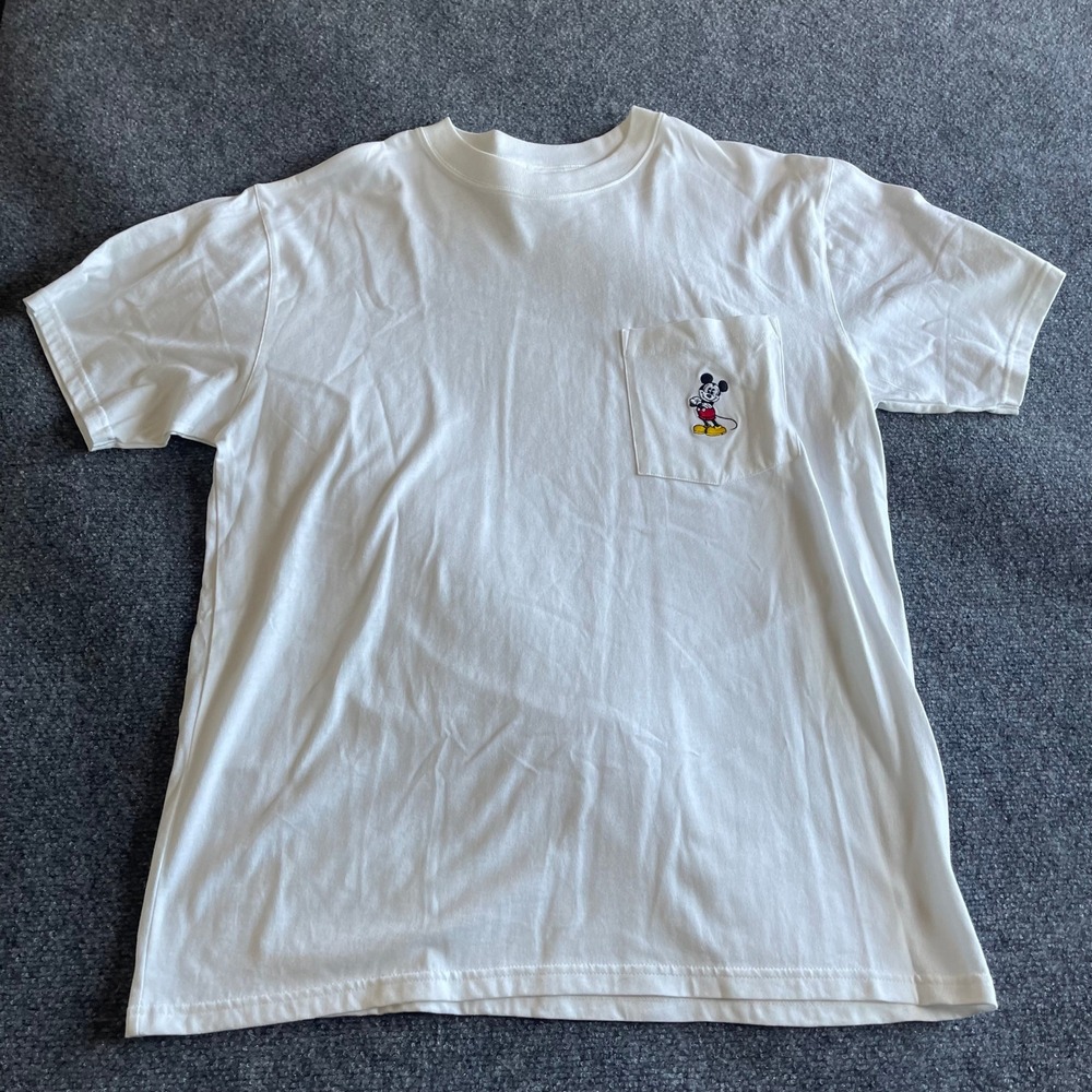 The Disney Catalog Mens White Mickey Mouse Embroidered Pocket T-Shirt Large
